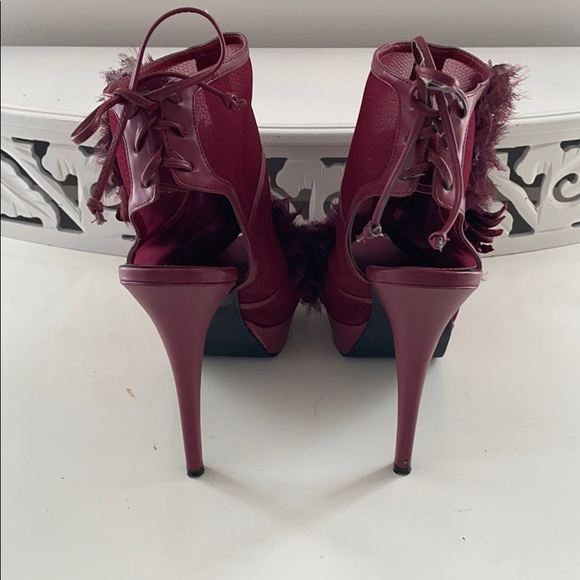 Floral Platform Heels in Burgundy - Picture 4 of 4